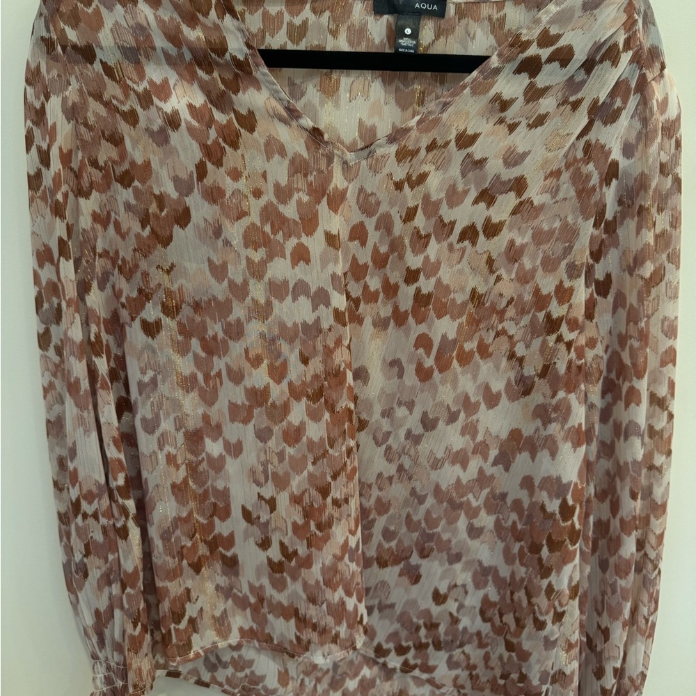 Aqua Women's Brown Patterned Top
